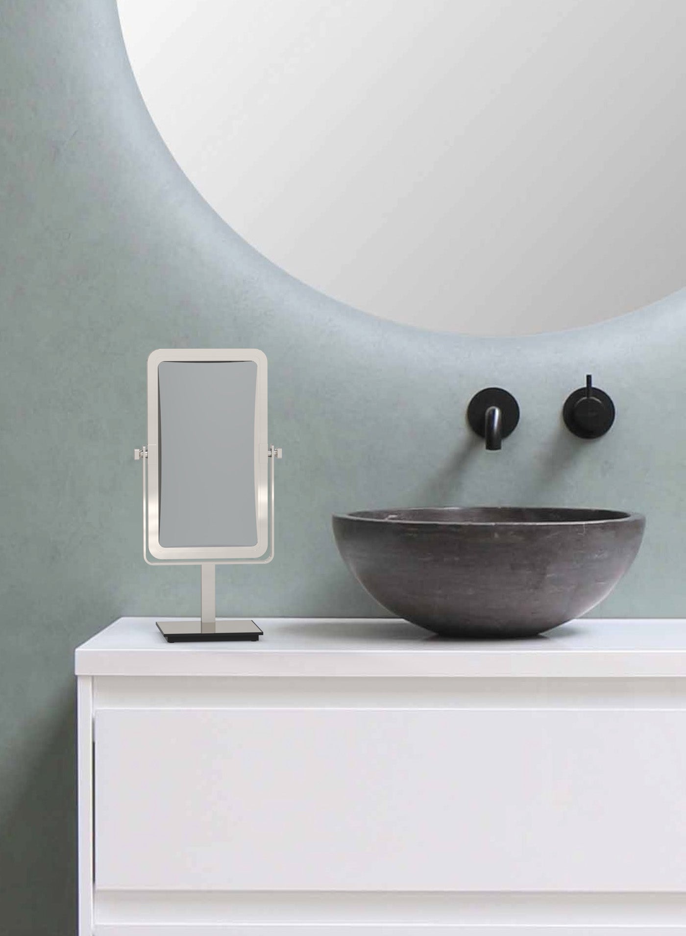 polished nickel makeup mirror