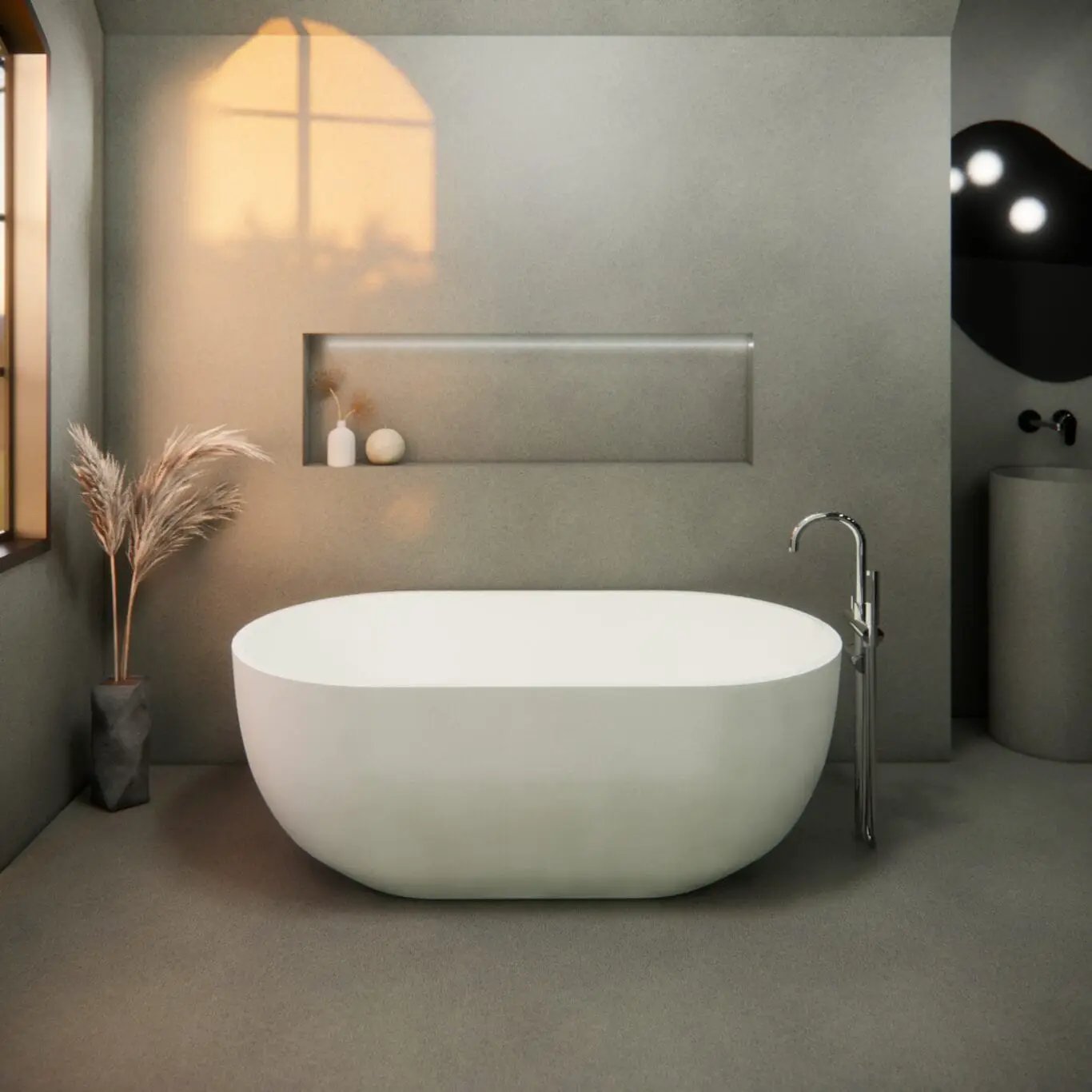 Balux Ola Petite Concrete Freestanding Bathtub by Balux