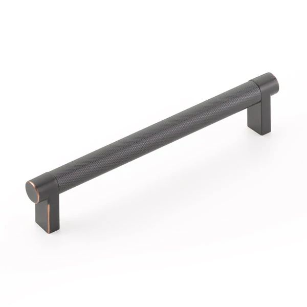 Emtek Select 6" CC Rectangular Stem and Knurled Bar Cabinet Pull