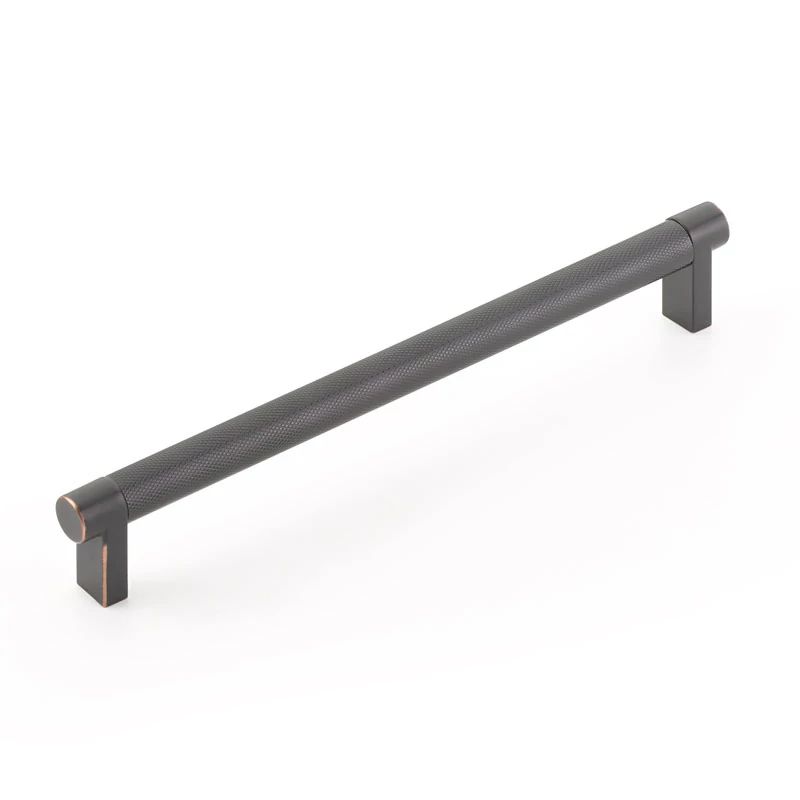 Emtek Select 8" CC Rectangular Stem and Knurled Bar Cabinet Pull