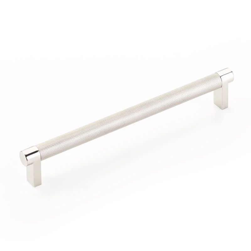 Emtek Select 8" CC Rectangular Stem and Knurled Bar Cabinet Pull