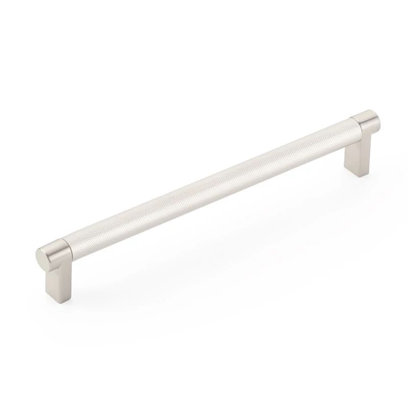 Emtek Select 8" CC Rectangular Stem and Knurled Bar Cabinet Pull