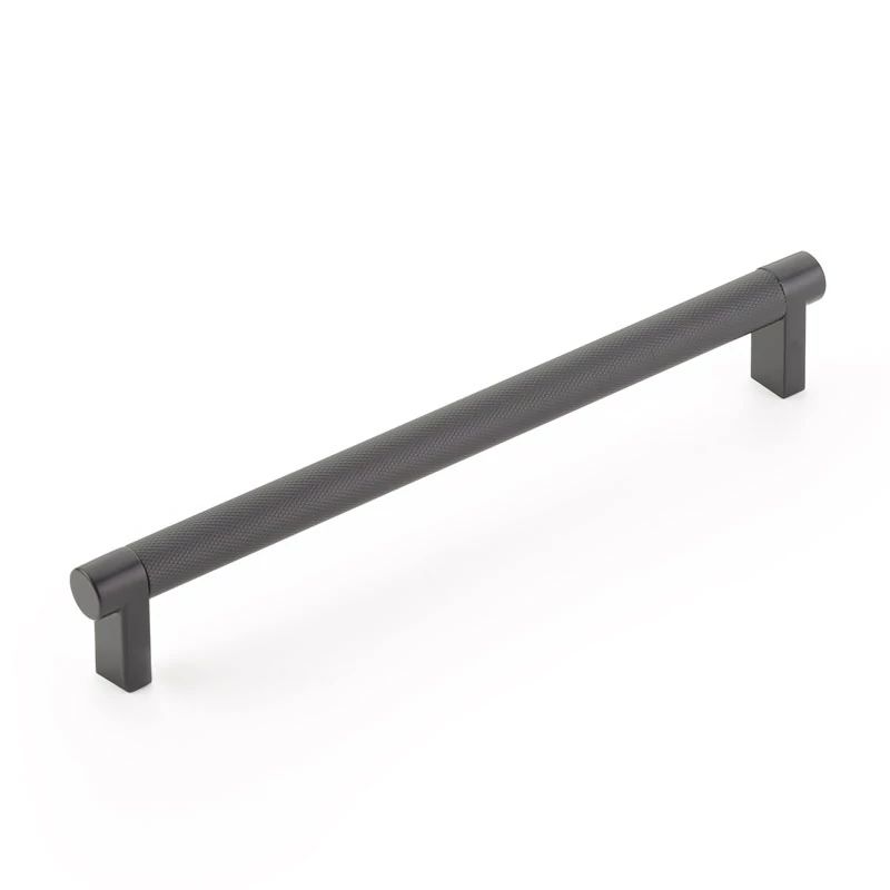 Emtek Select 8" CC Rectangular Stem and Knurled Bar Cabinet Pull