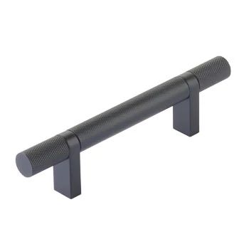 Emtek Select 3.5" CC Rectangular Bar Stem and Knurled Bar Cabinet Pull