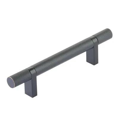 Emtek Select 4" CC Rectangular Bar Stem and Knurled Bar Cabinet Pull by Emtek