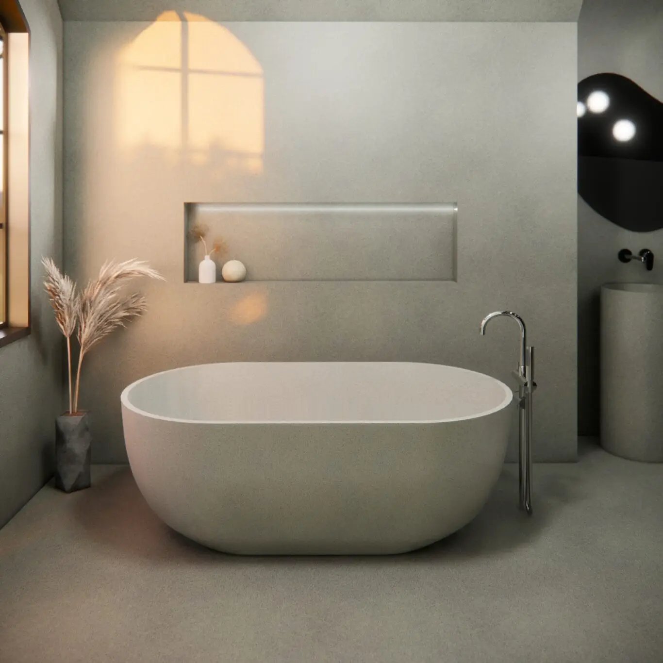 Balux Ola 62 Oval Concrete Freestanding Bathtub by Balux