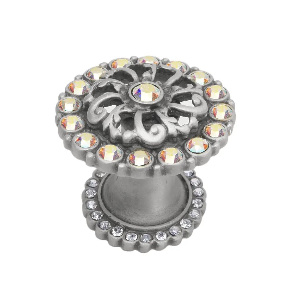 Carpe Diem Caché Iv Medium Round Knob with Halo Platform - Decorated with Swarovski Crystals by Carpe Diem