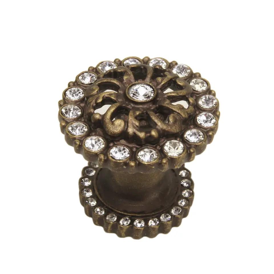 Carpe Diem Caché Iv Medium Round Knob with Halo Platform - Decorated with Swarovski Crystals by Carpe Diem
