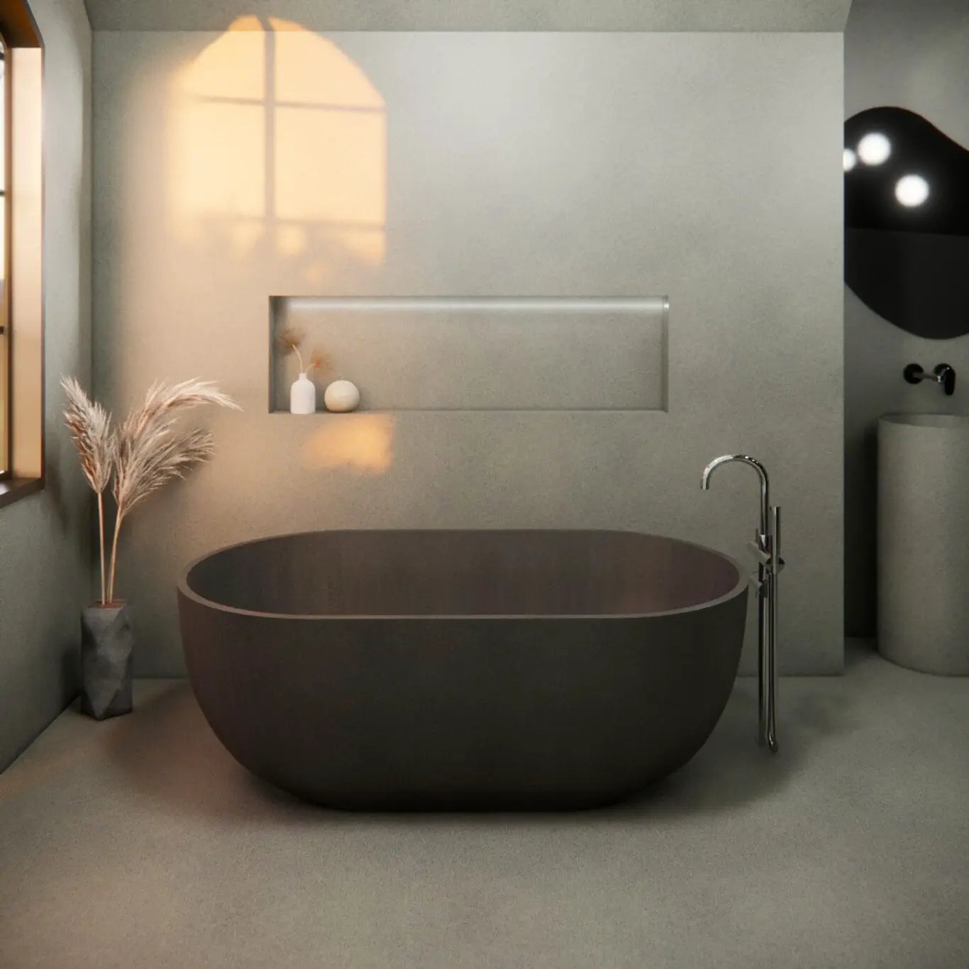 Balux Ola 62 Oval Concrete Freestanding Bathtub by Balux