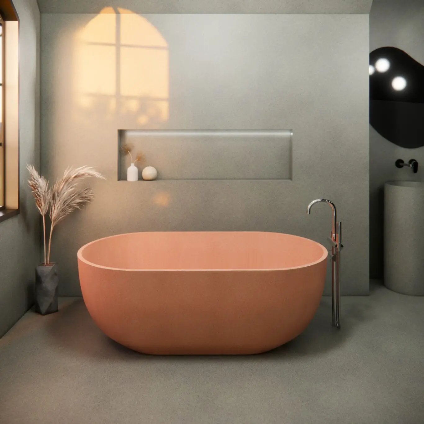 Balux Ola Petite Concrete Freestanding Bathtub by Balux
