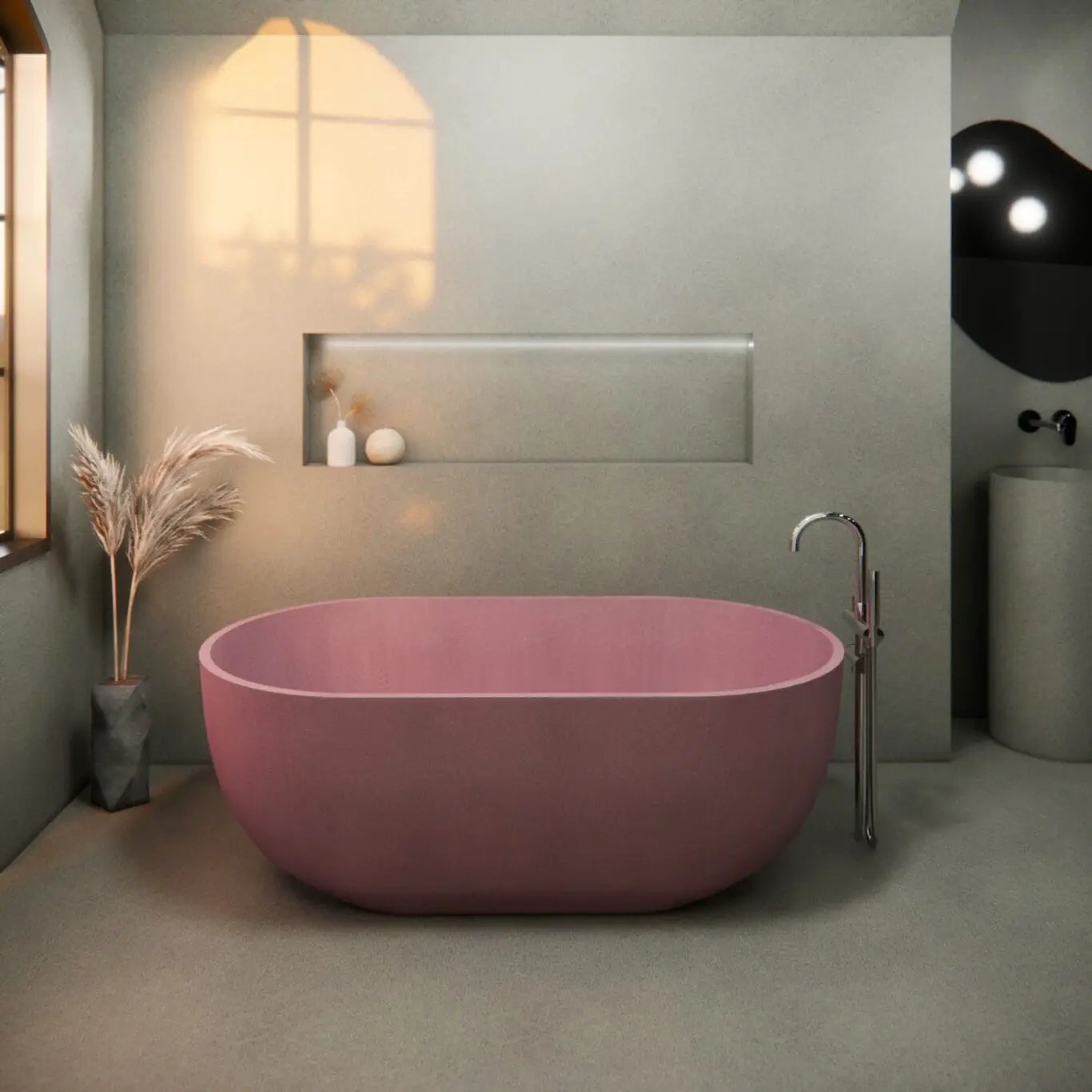 Balux Ola 62 Oval Concrete Freestanding Bathtub by Balux