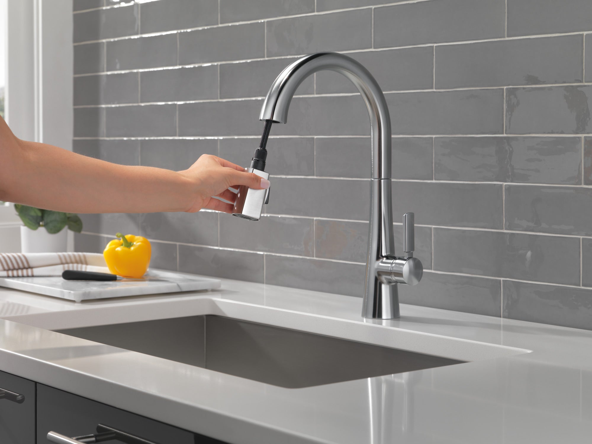 lumicoat arctic stainless kitchen faucet