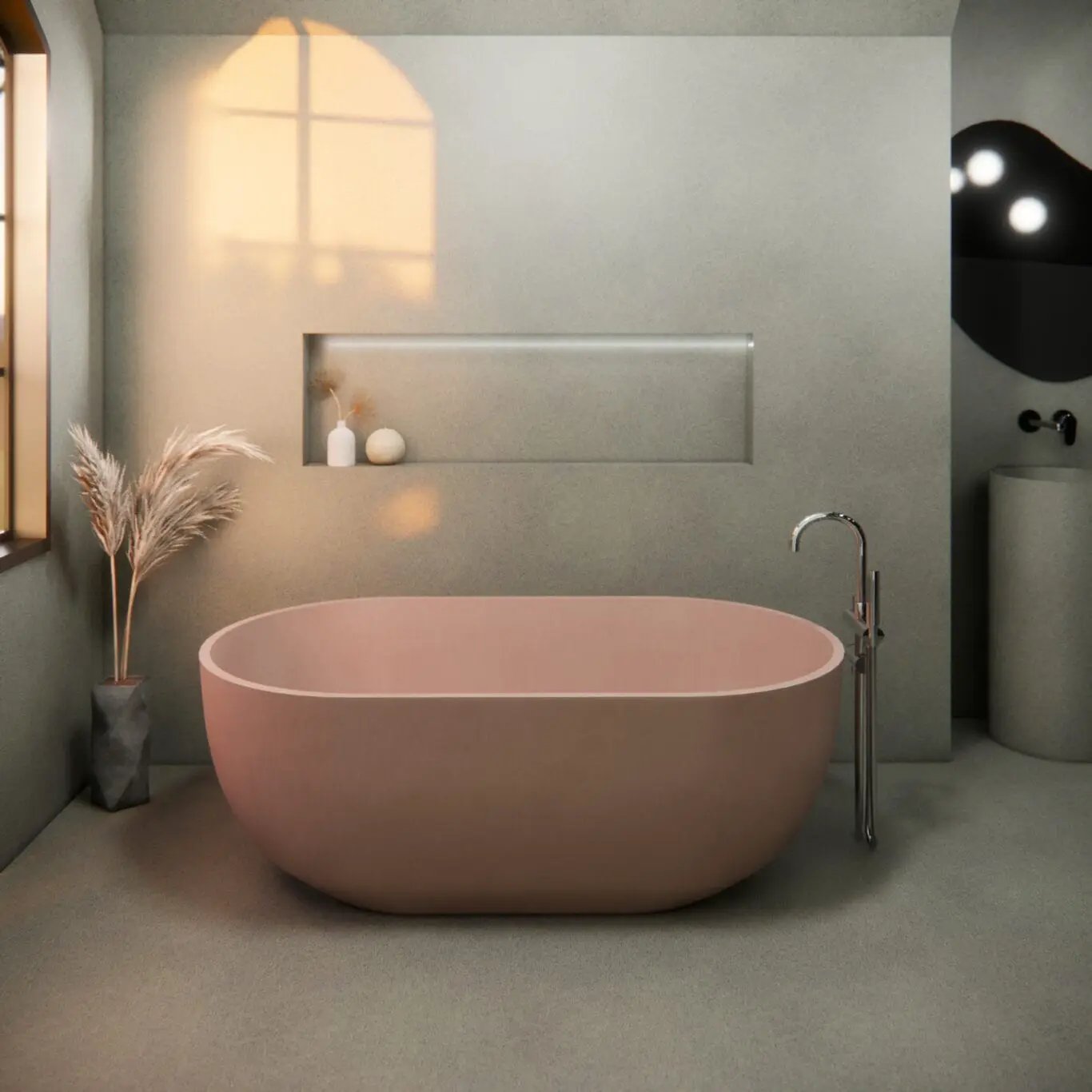 Balux Ola Petite Concrete Freestanding Bathtub by Balux