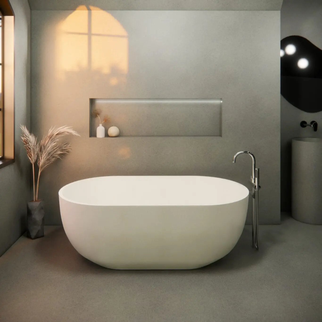 Balux Ola 62 Oval Concrete Freestanding Bathtub by Balux