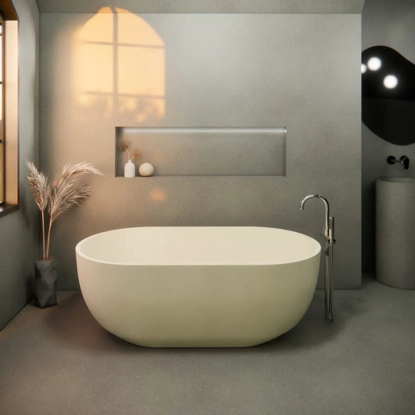 Balux Ola 62 Oval Concrete Freestanding Bathtub by Balux