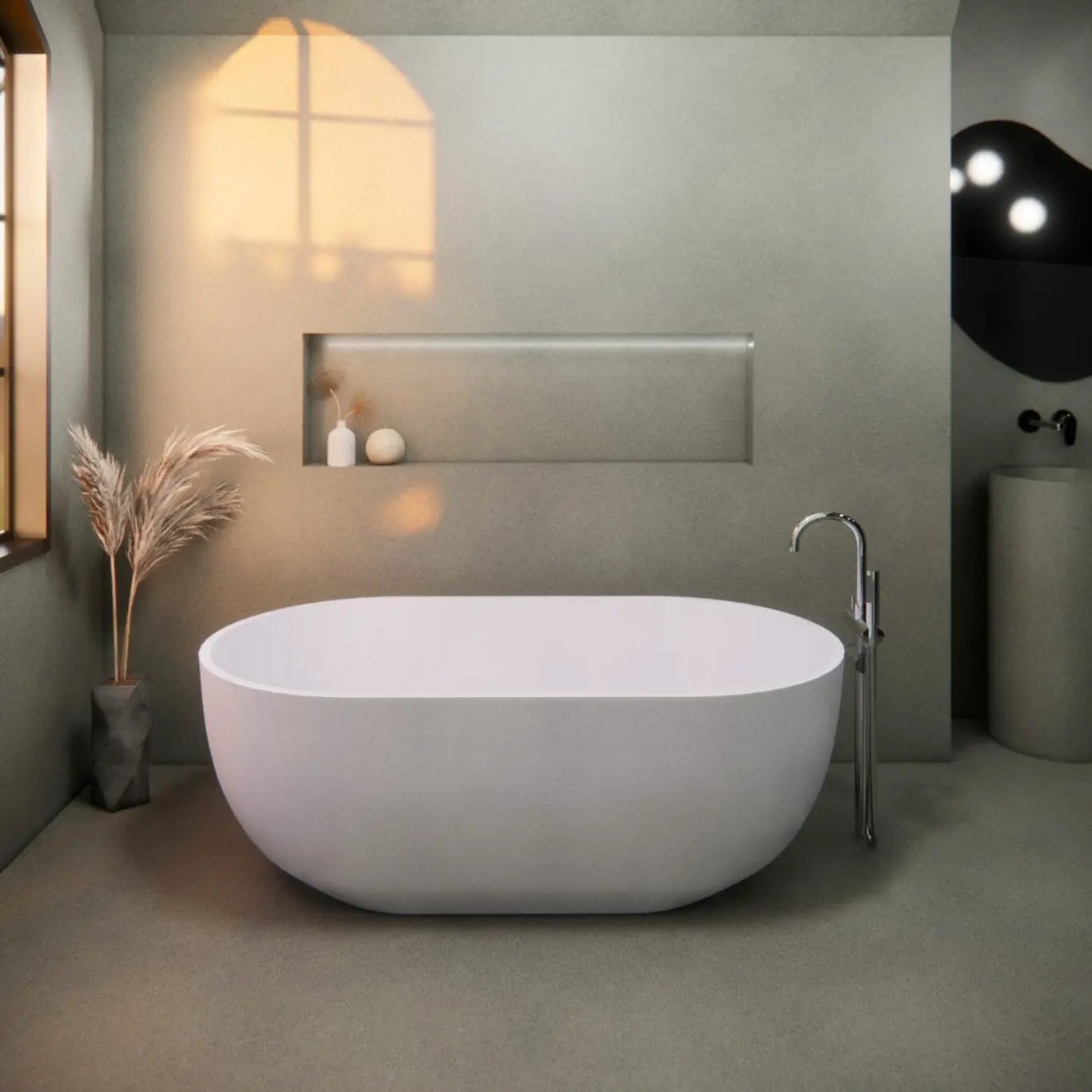 Balux Ola 62 Oval Concrete Freestanding Bathtub by Balux