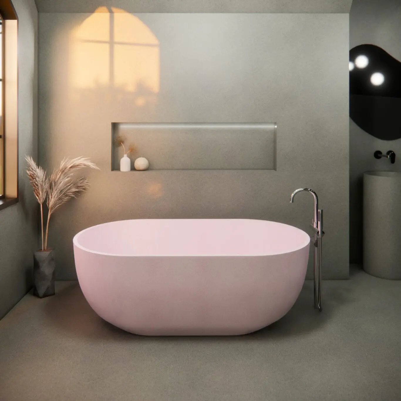 Balux Ola Petite Concrete Freestanding Bathtub by Balux