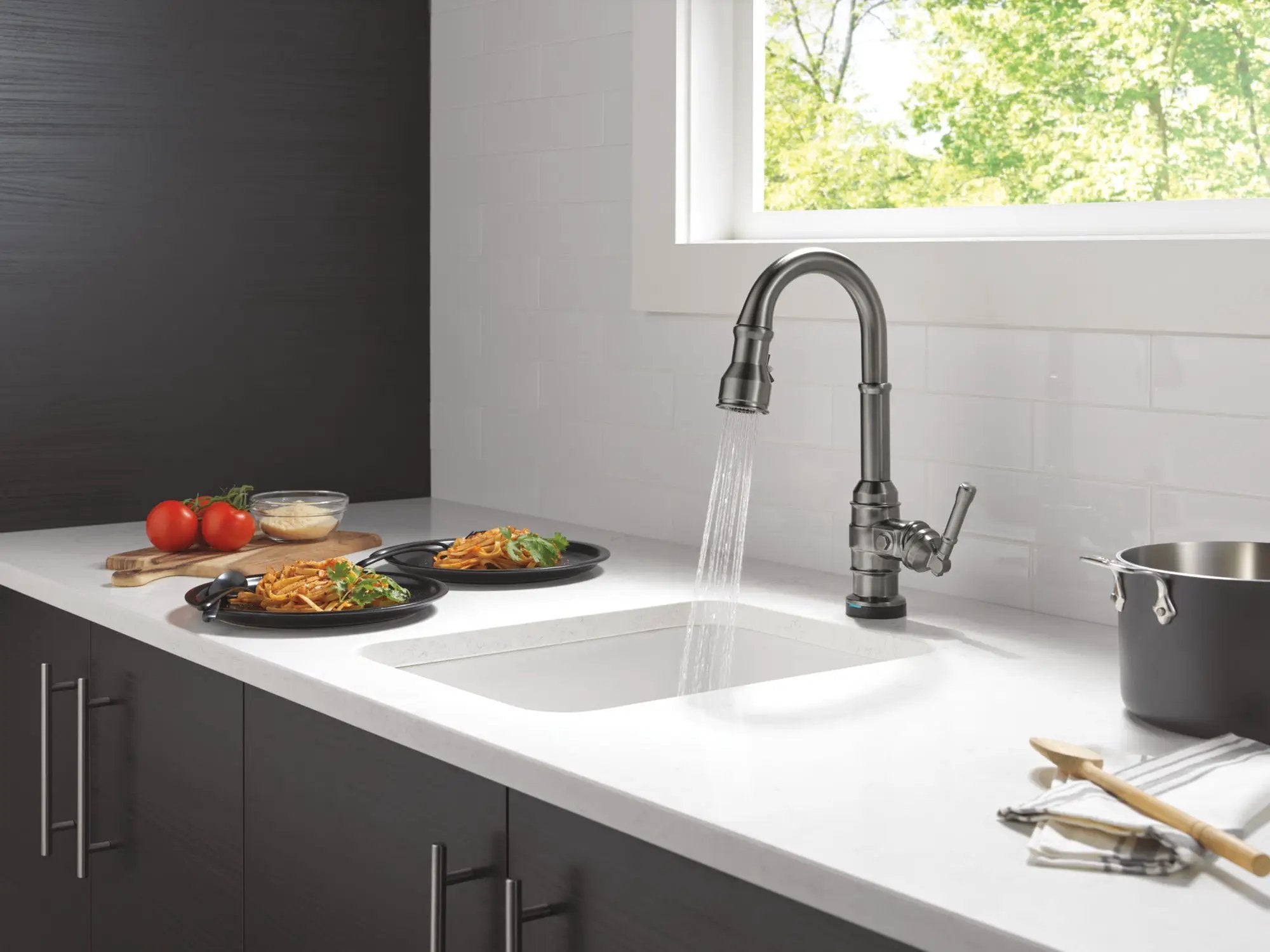 black stainless kitchen faucet