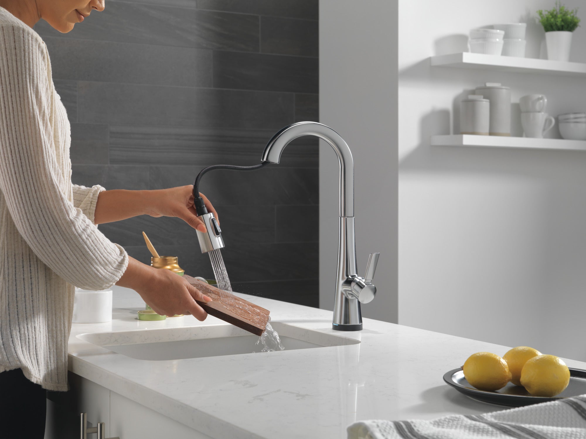 lumicoat arctic stainless kitchen faucet