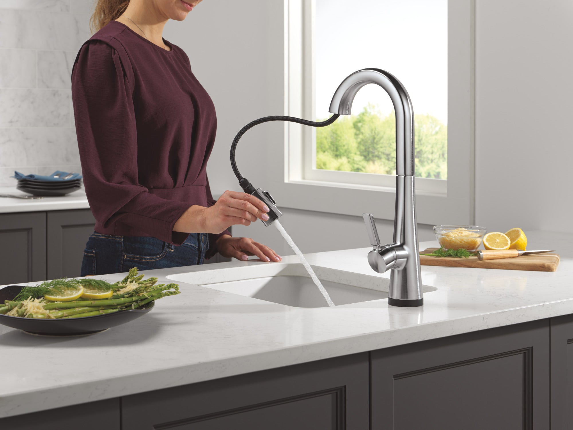 lumicoat arctic stainless kitchen faucet