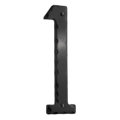 black wrought iron house number