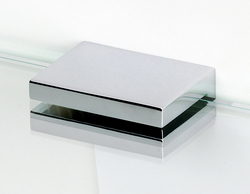 polished chrome glass shelf brackets