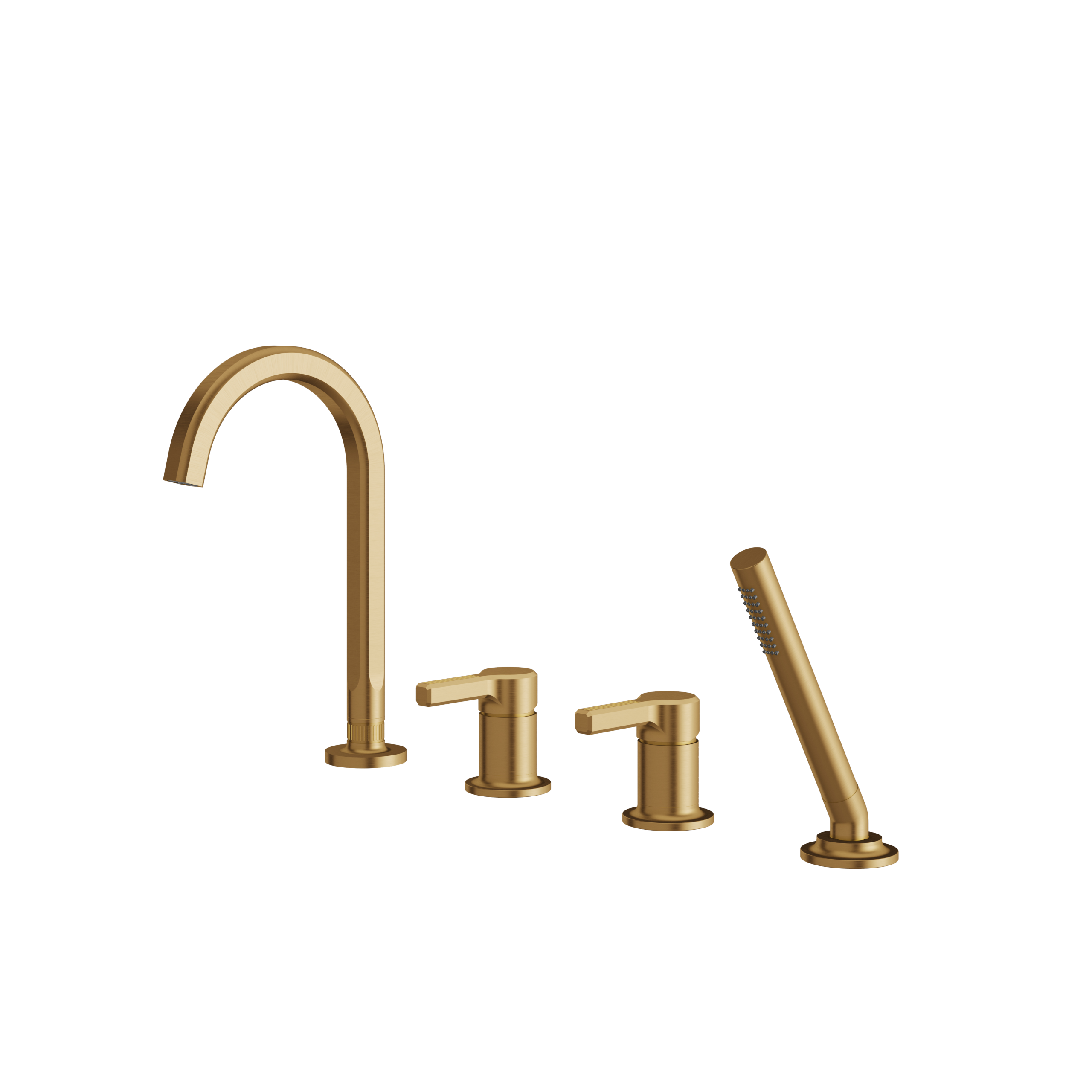 Aquabrass Ariston Deck Tub Fill with Handshower and 2 Mixer by Aquabrass