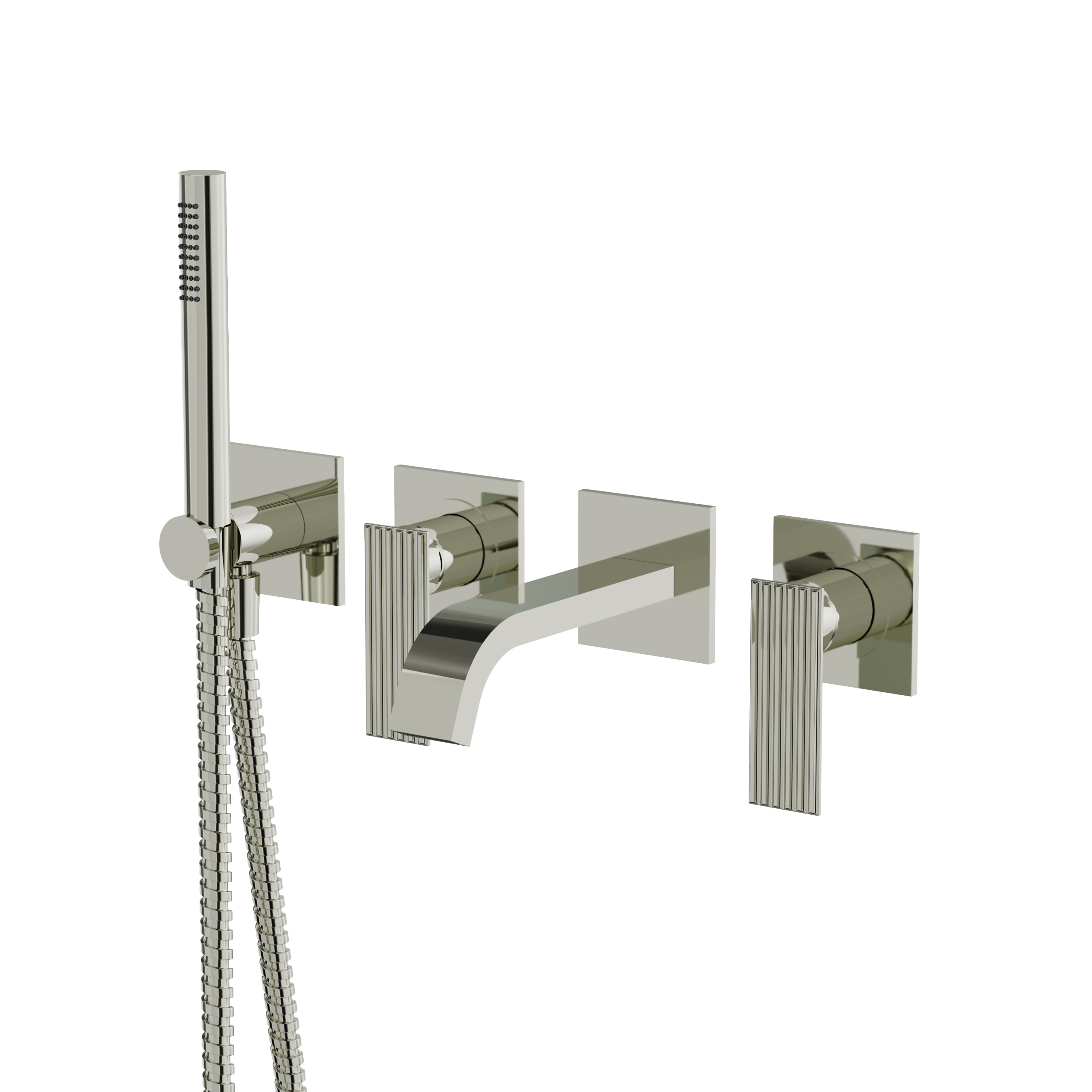 Aquabrass Tosca Wall Tub Filler with Hand Shower Trim