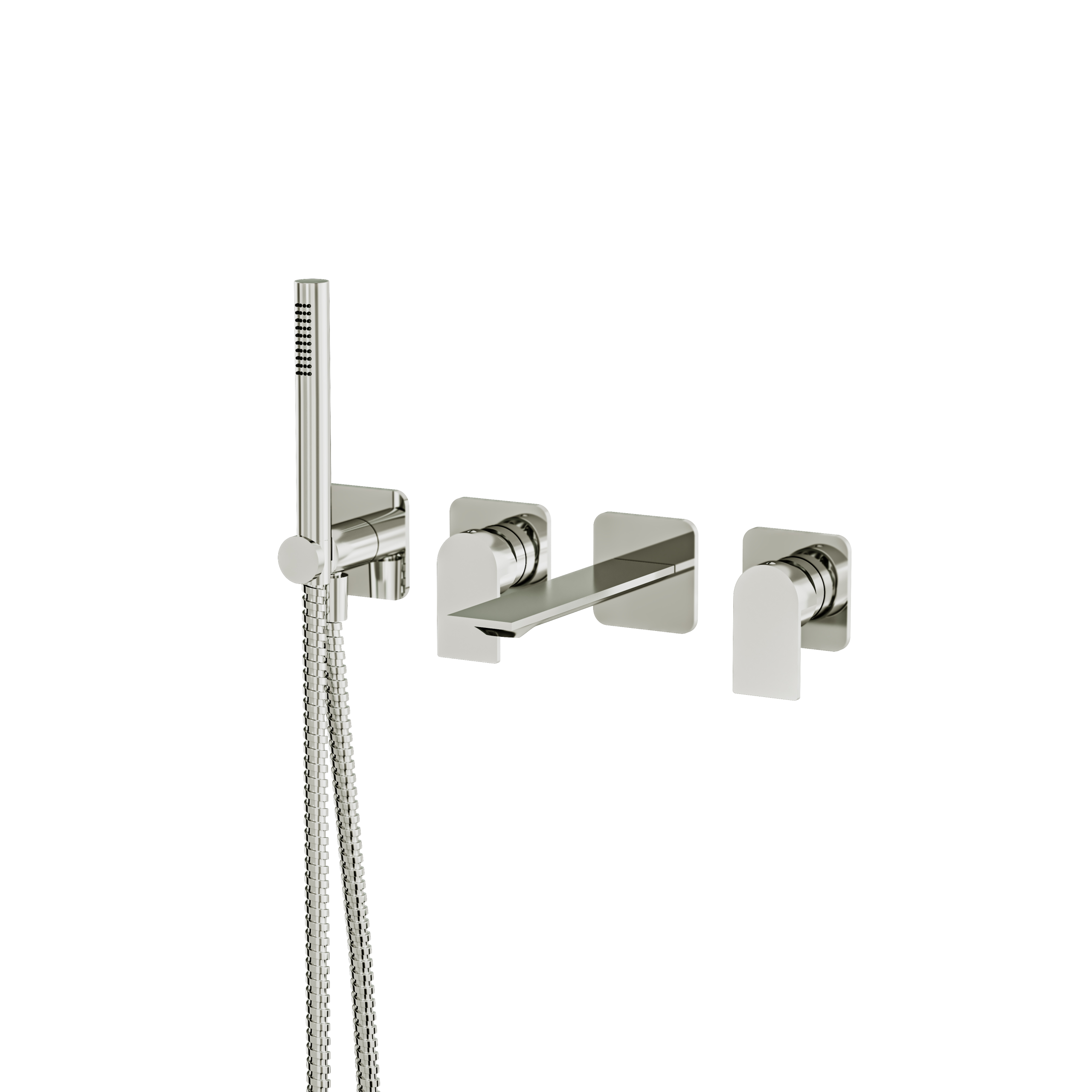 Aquabrass Alpha Wall Tub Filler with Handshower and Trim by Aquabrass