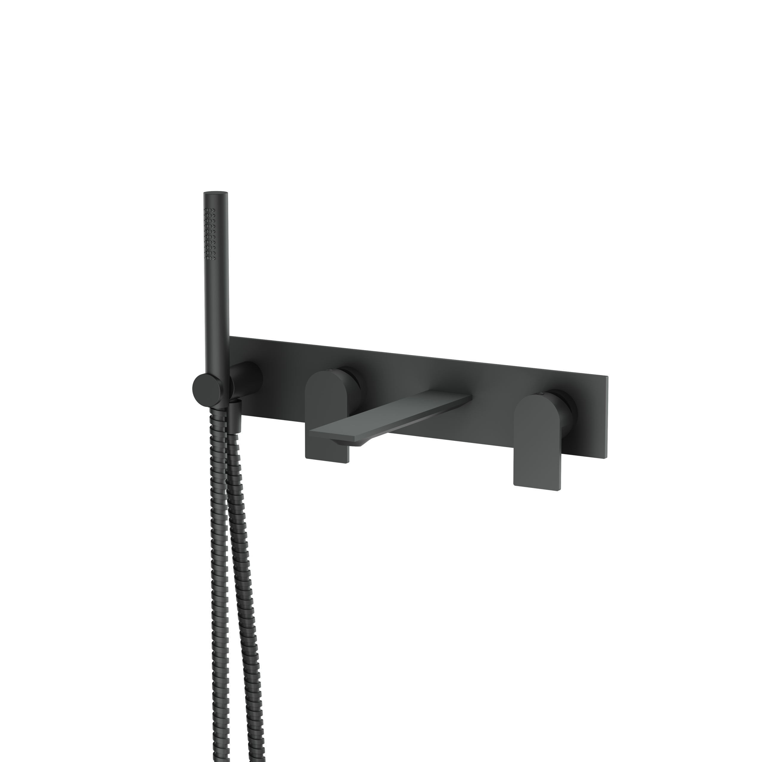 Aquabrass Alpha Wall Tub Filler with Handshower and Trim by Aquabrass
