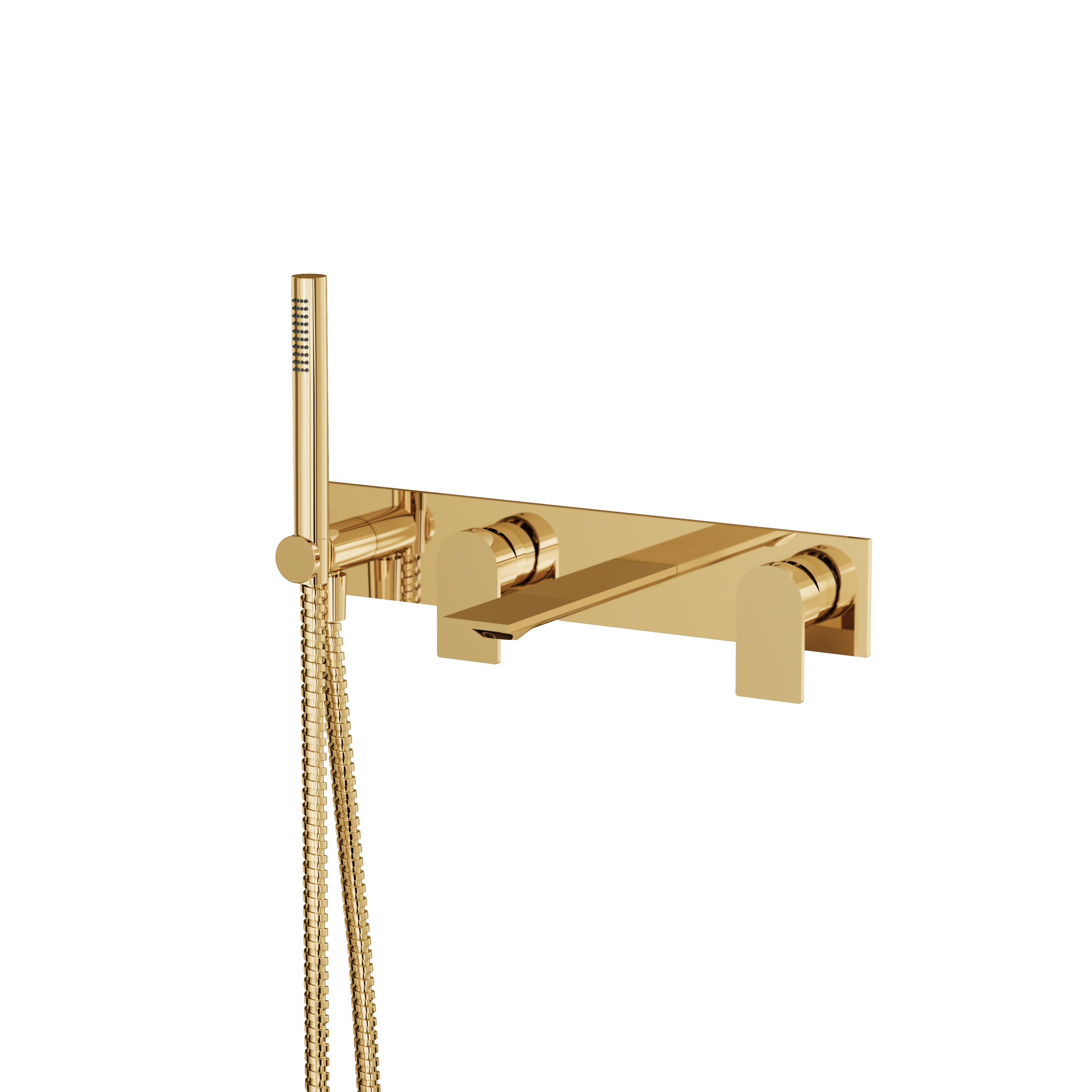 Aquabrass Alpha Wall Tub Filler with Handshower and Trim by Aquabrass