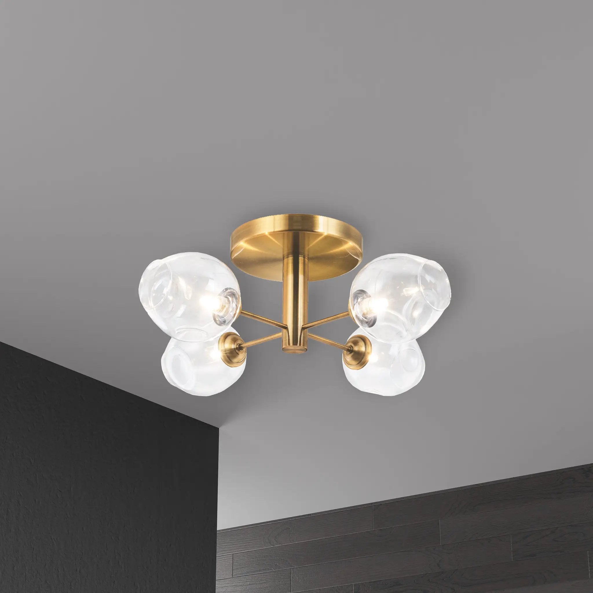 vintage bronze with clear glass flush mount