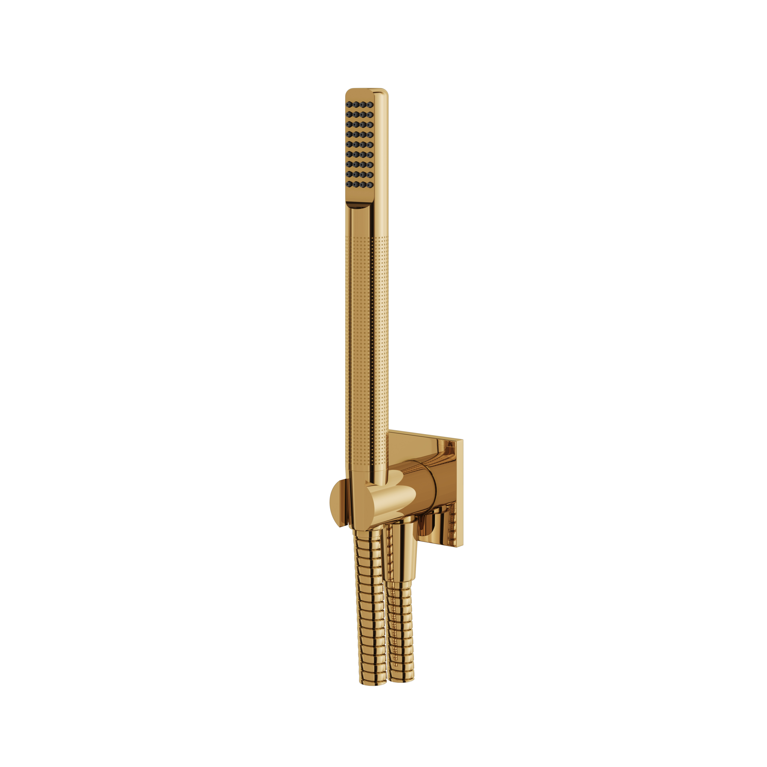 Aquabrass Round Handshower Set with Tubular Shower and Square Flange by Aquabrass