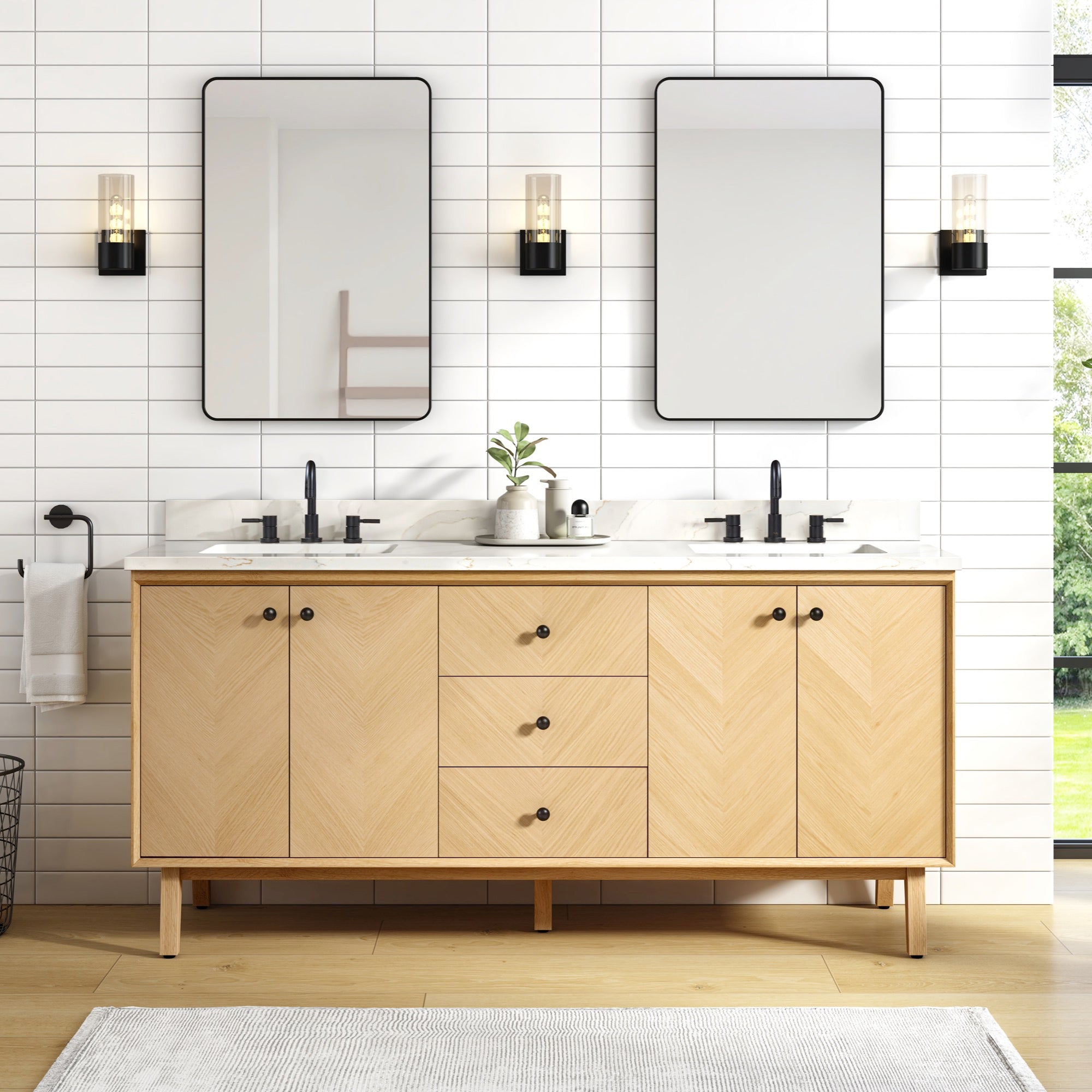 natural oak vanity set