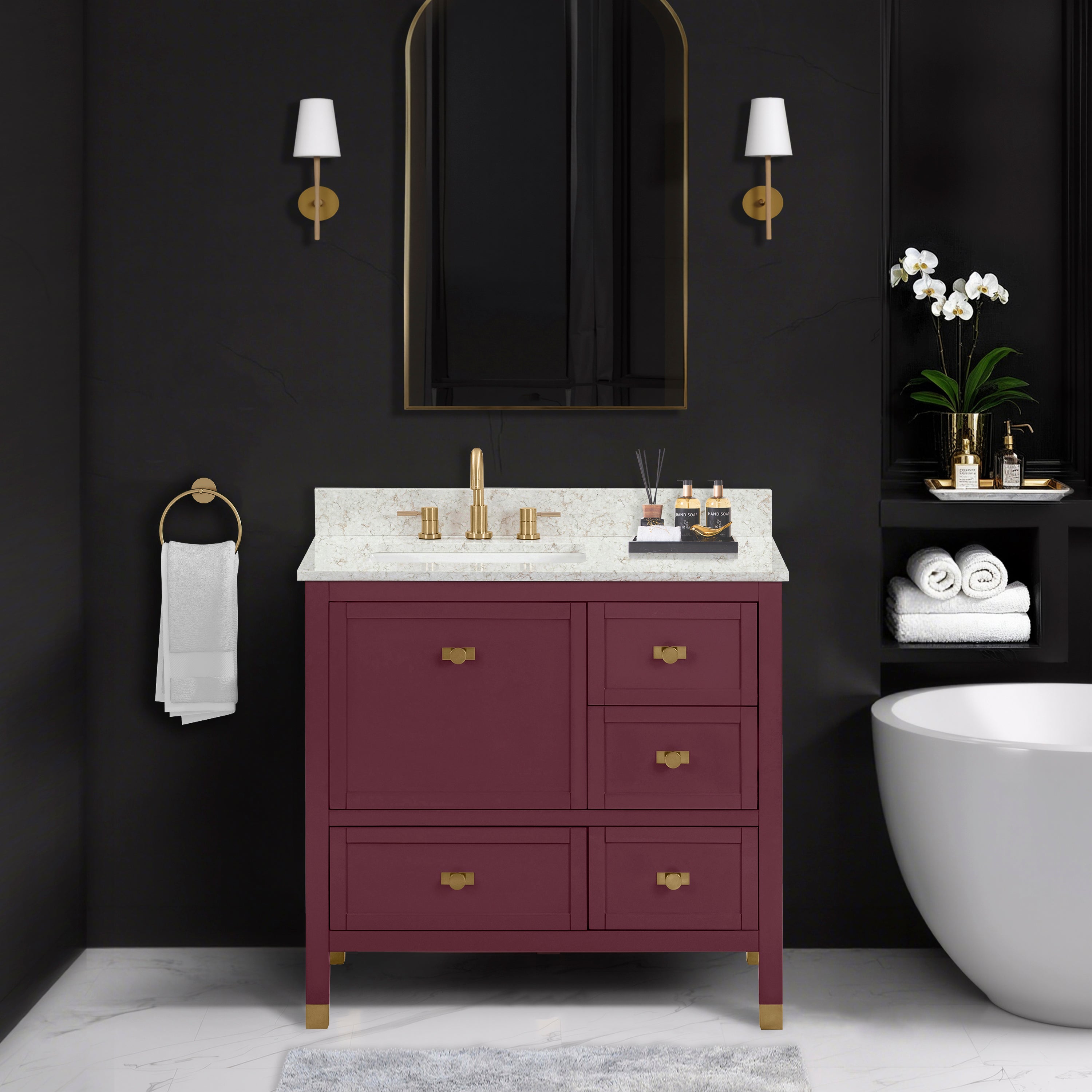 burgundy red vanity base
