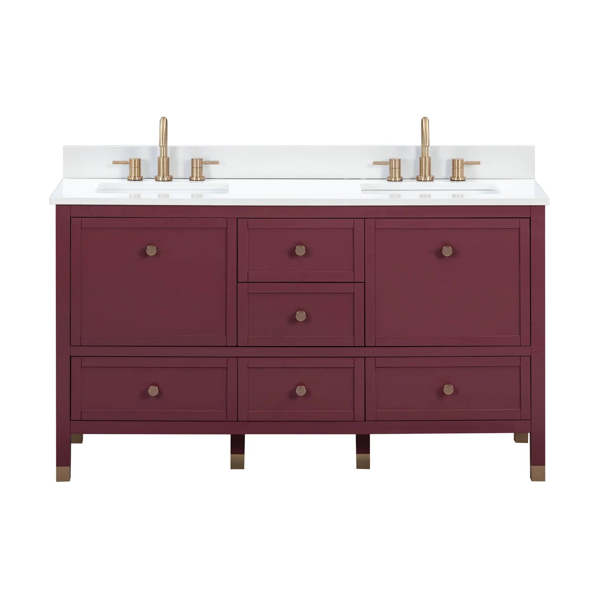 Avanity Alana 61 in. Double Sink Bathroom Vanity Set in Burgundy Red by Avanity