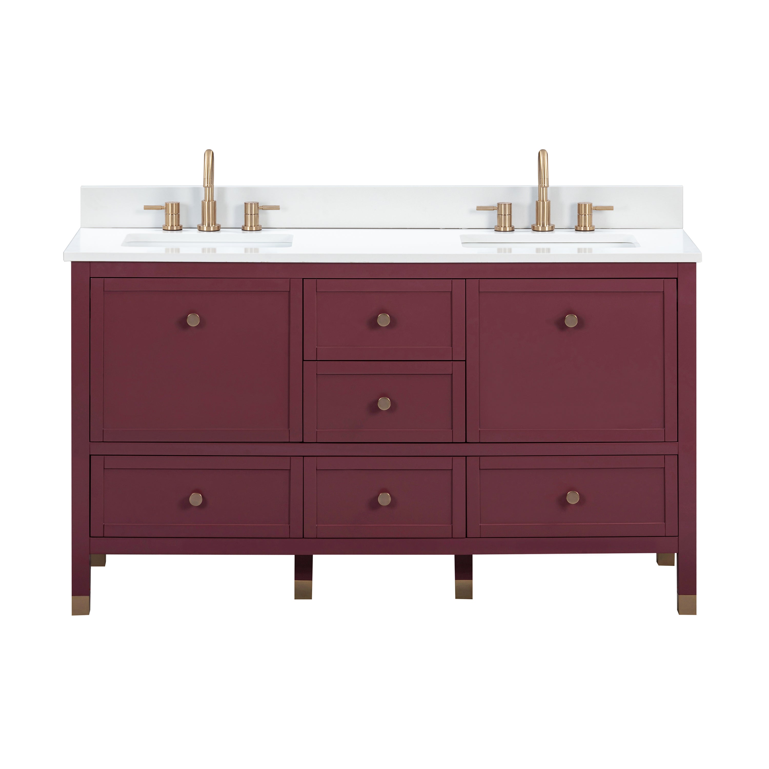 Avanity Alana 61 in. Double Sink Bathroom Vanity Set in Burgundy Red