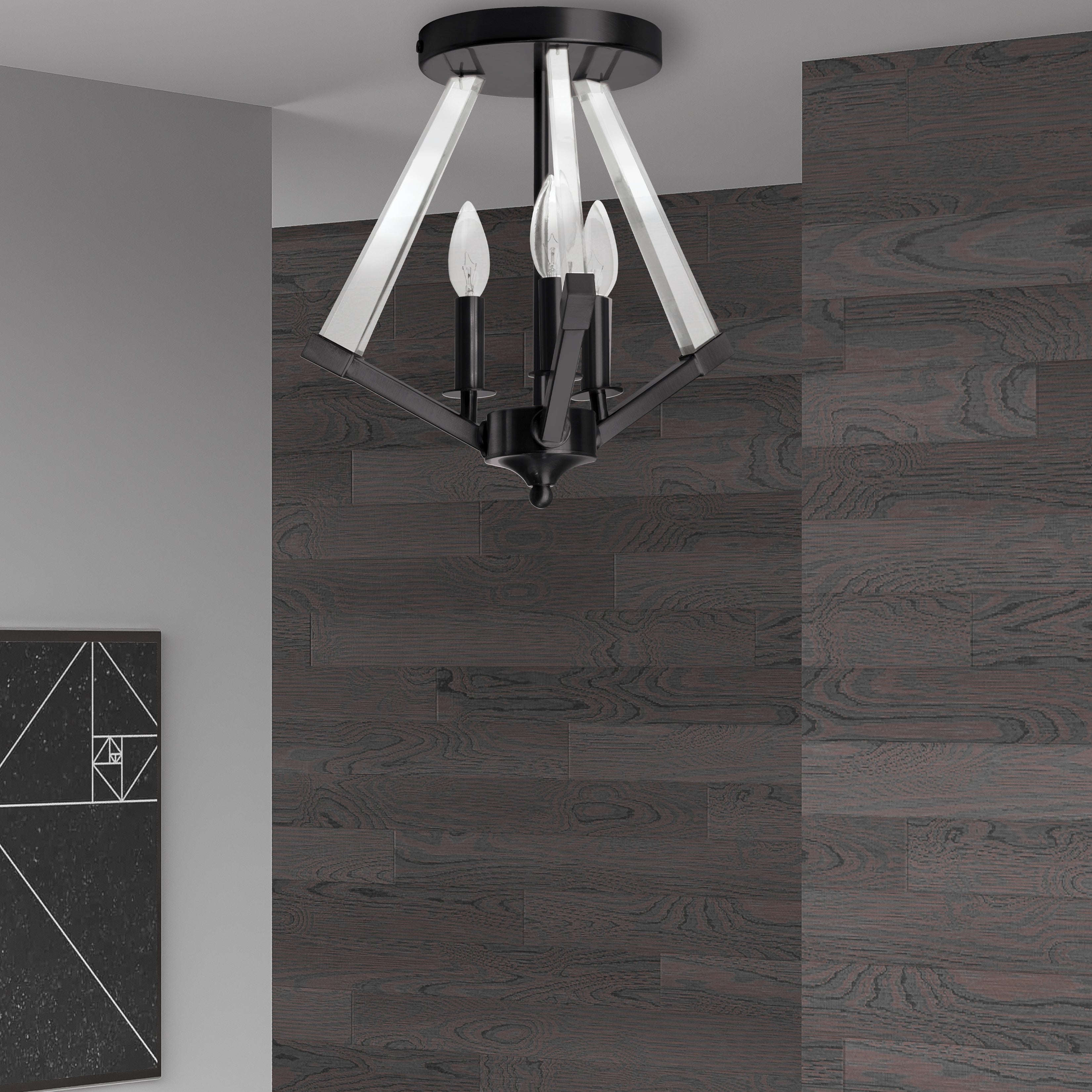 matte black with clear acrylic flush mount