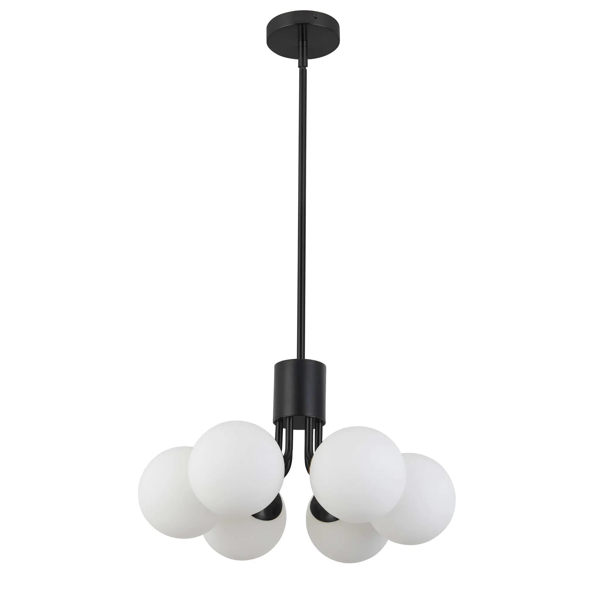 Dainolite 6 Light Halogen Pendant with White Opal Glass by Dainolite