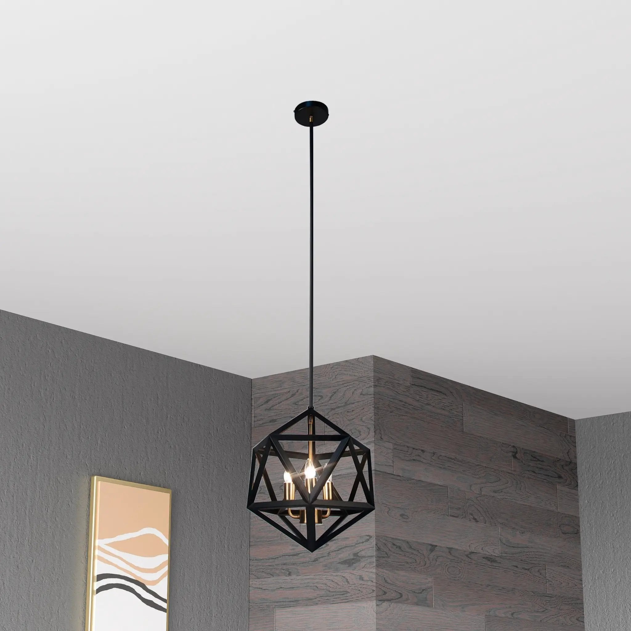 matte black with antique brass accents pendants