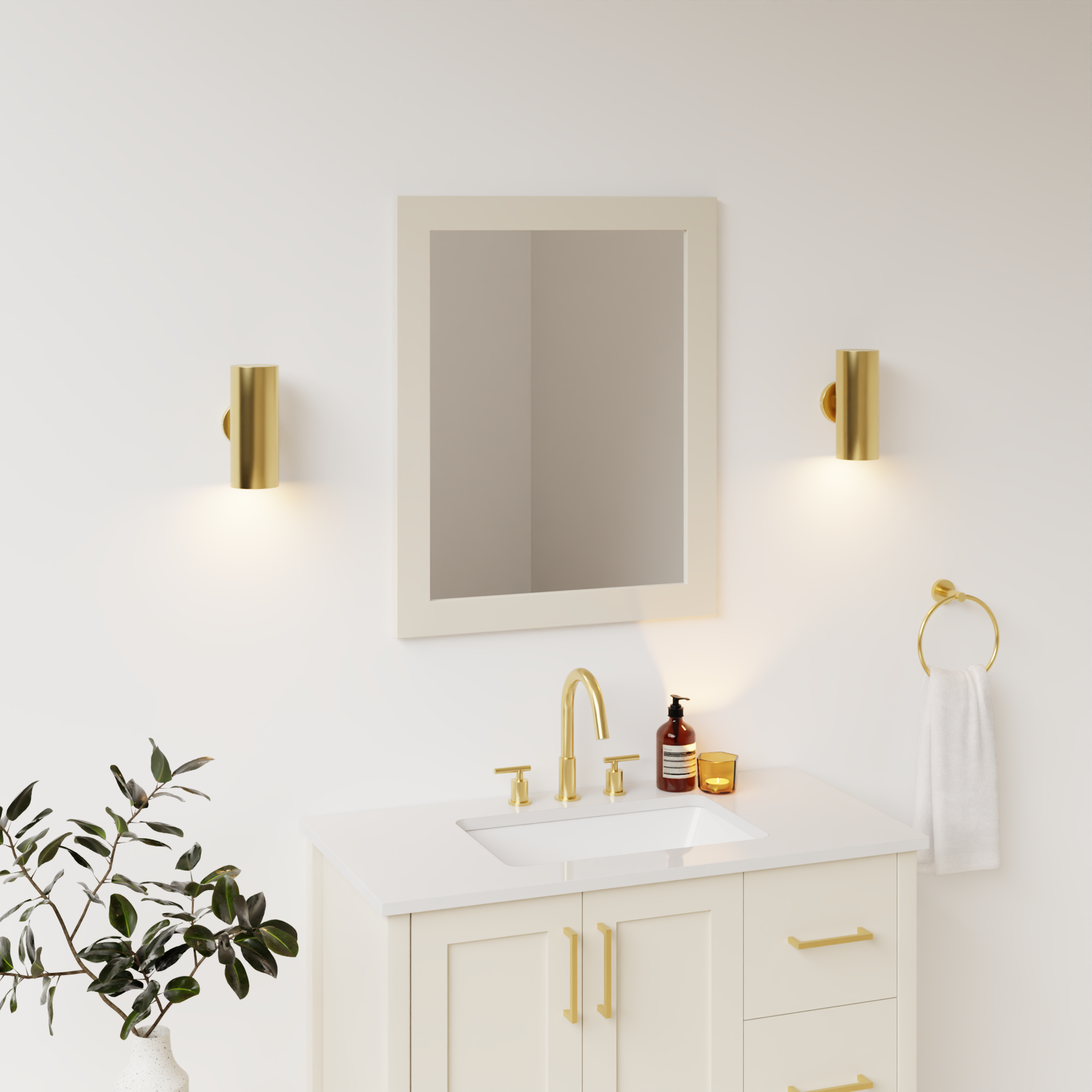 grey beige satin paint mirror