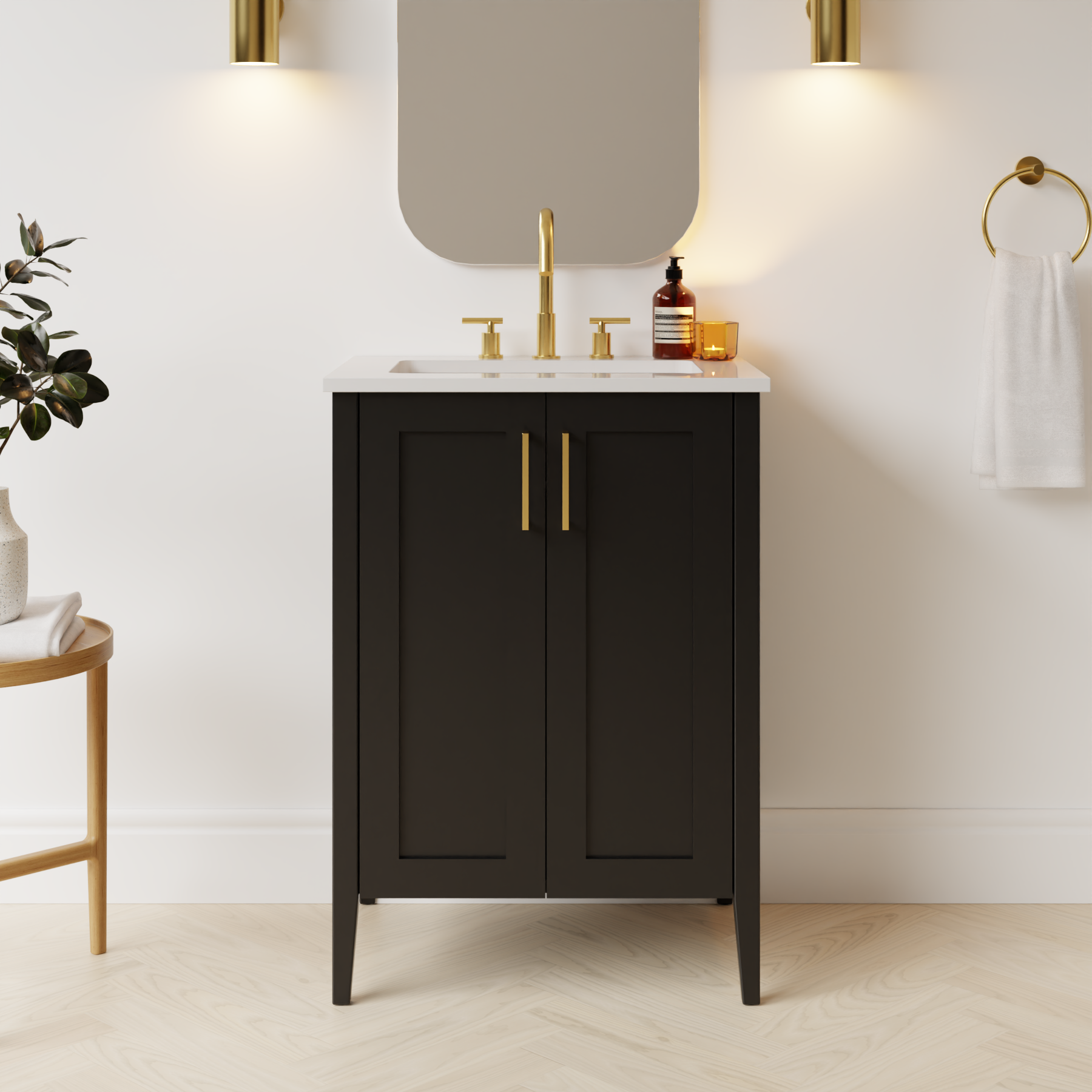 black satin paint vanity
