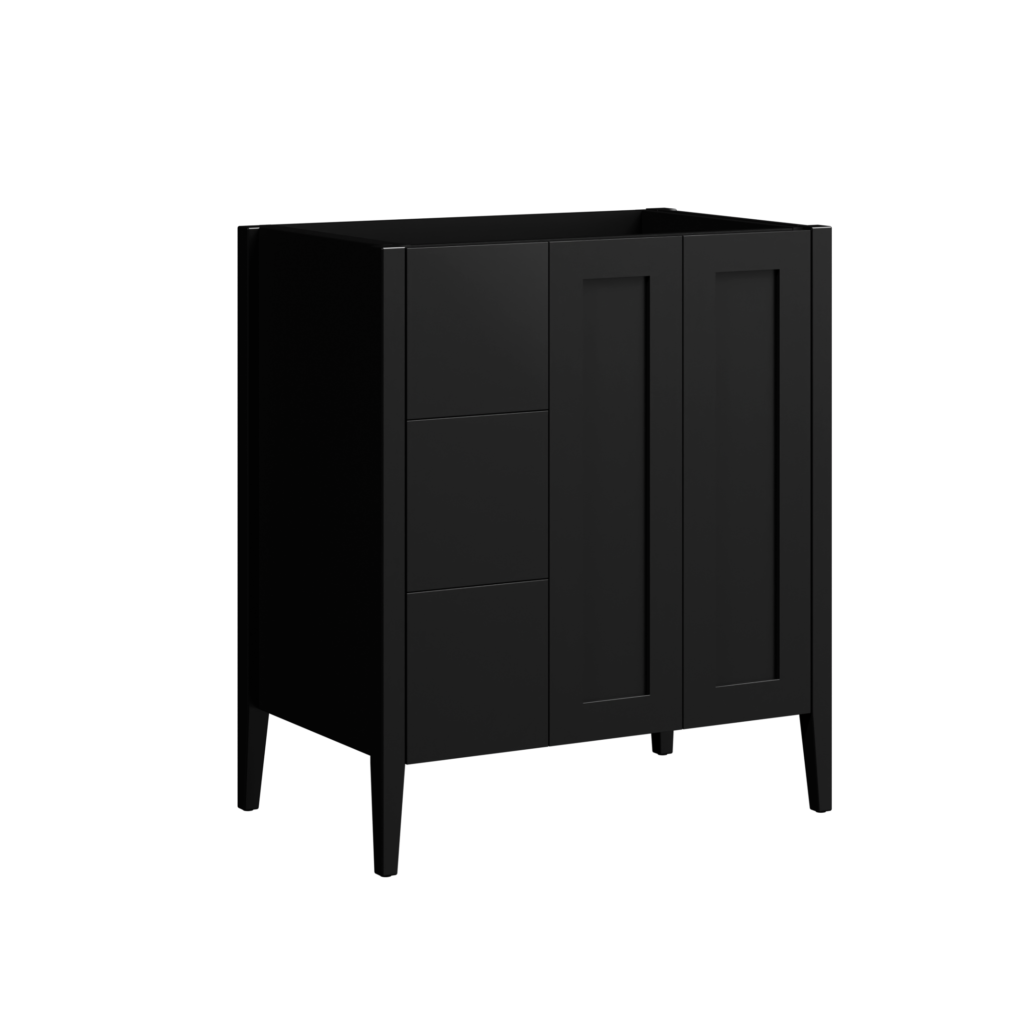 black satin paint vanity