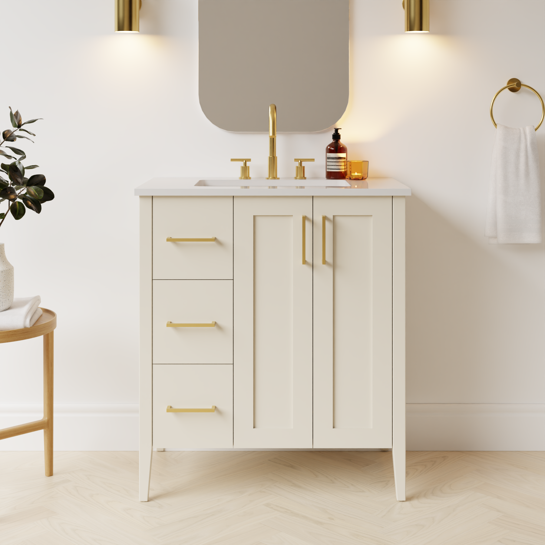 grey beige satin paint vanity
