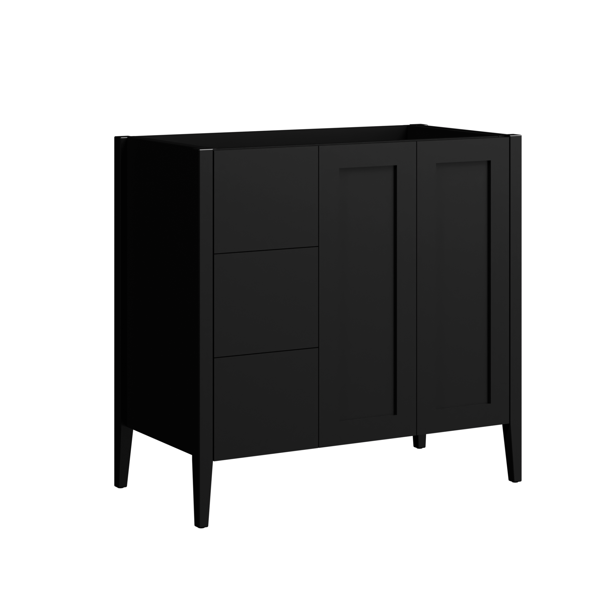 black satin paint vanity