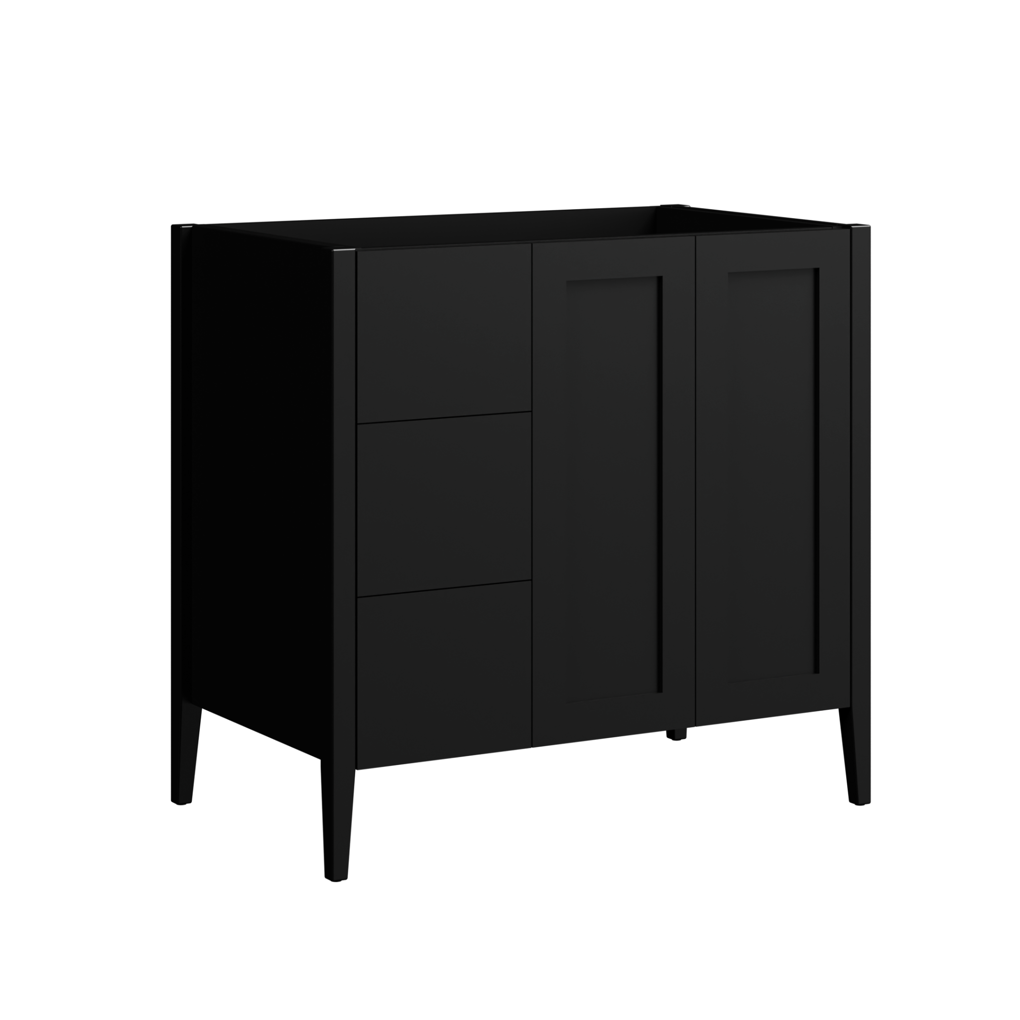 black satin paint vanity