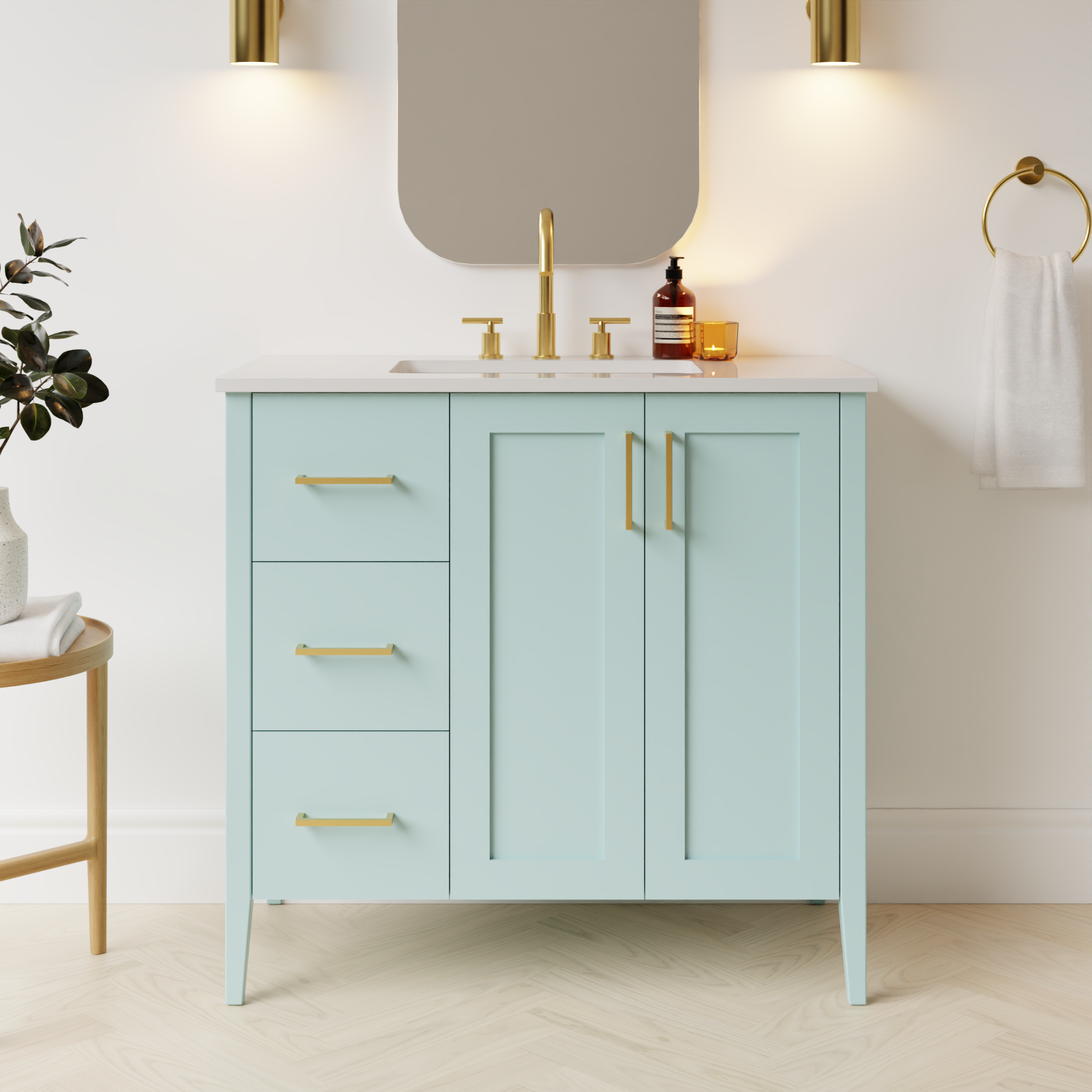 duck egg blue satin paint vanity