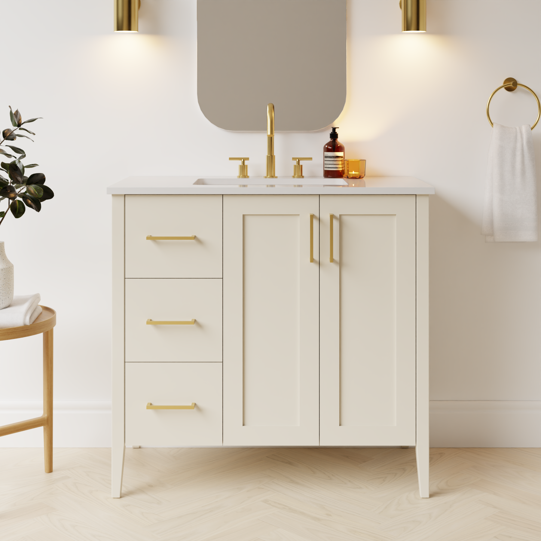 grey beige satin paint vanity