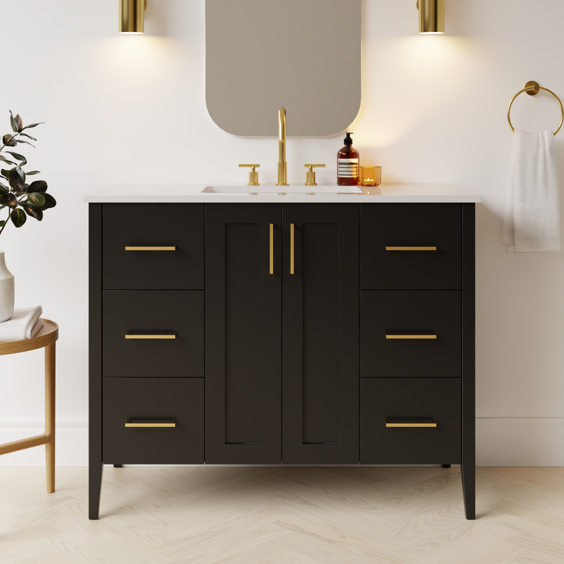 black satin paint vanity