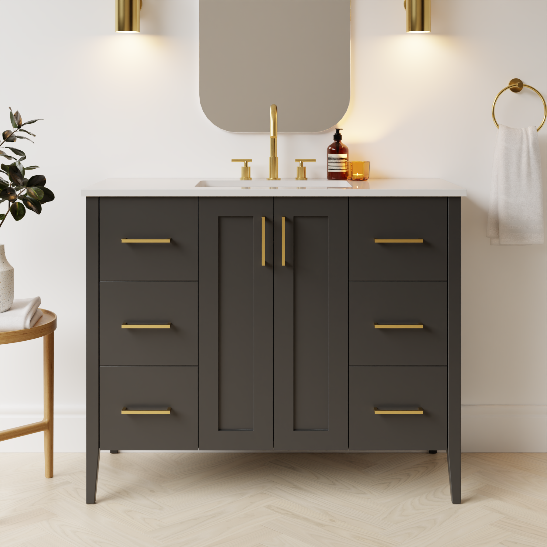 dark grey satin paint vanity